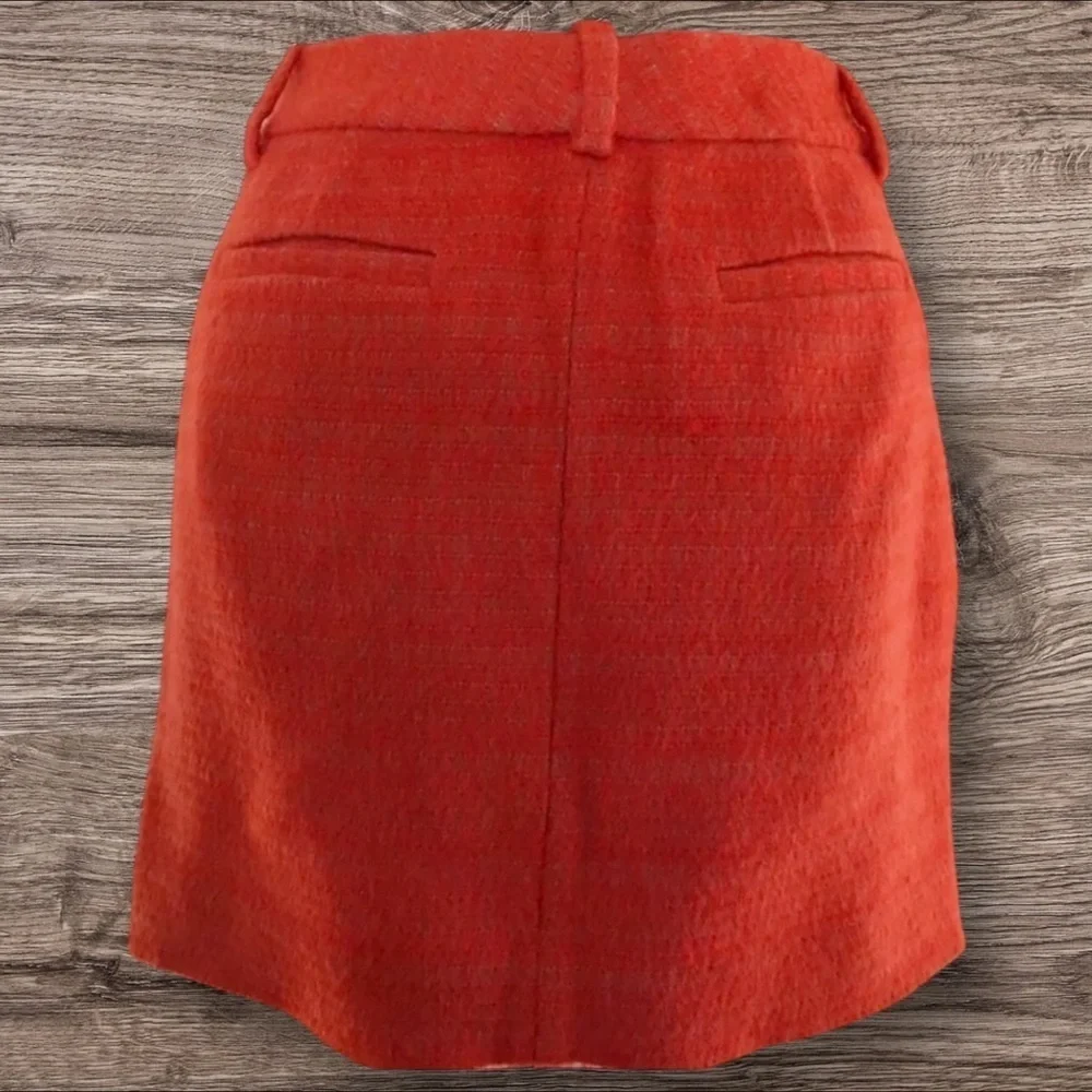 J.Crew Sz 2 Cozy Wool Tweed Mini in Firelight Orange |Holiday Ready